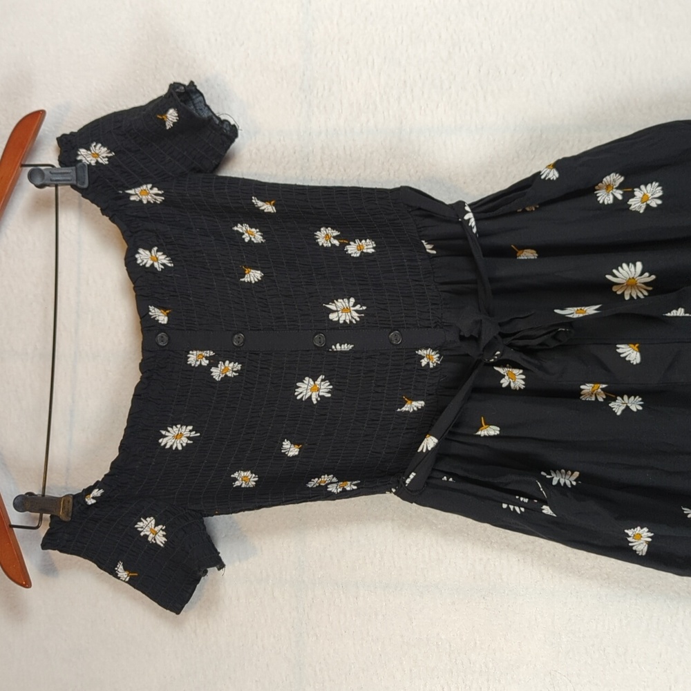Nevena‎ Rae Black Daisy Floral Ribbed Lightweight Jumpsuit S